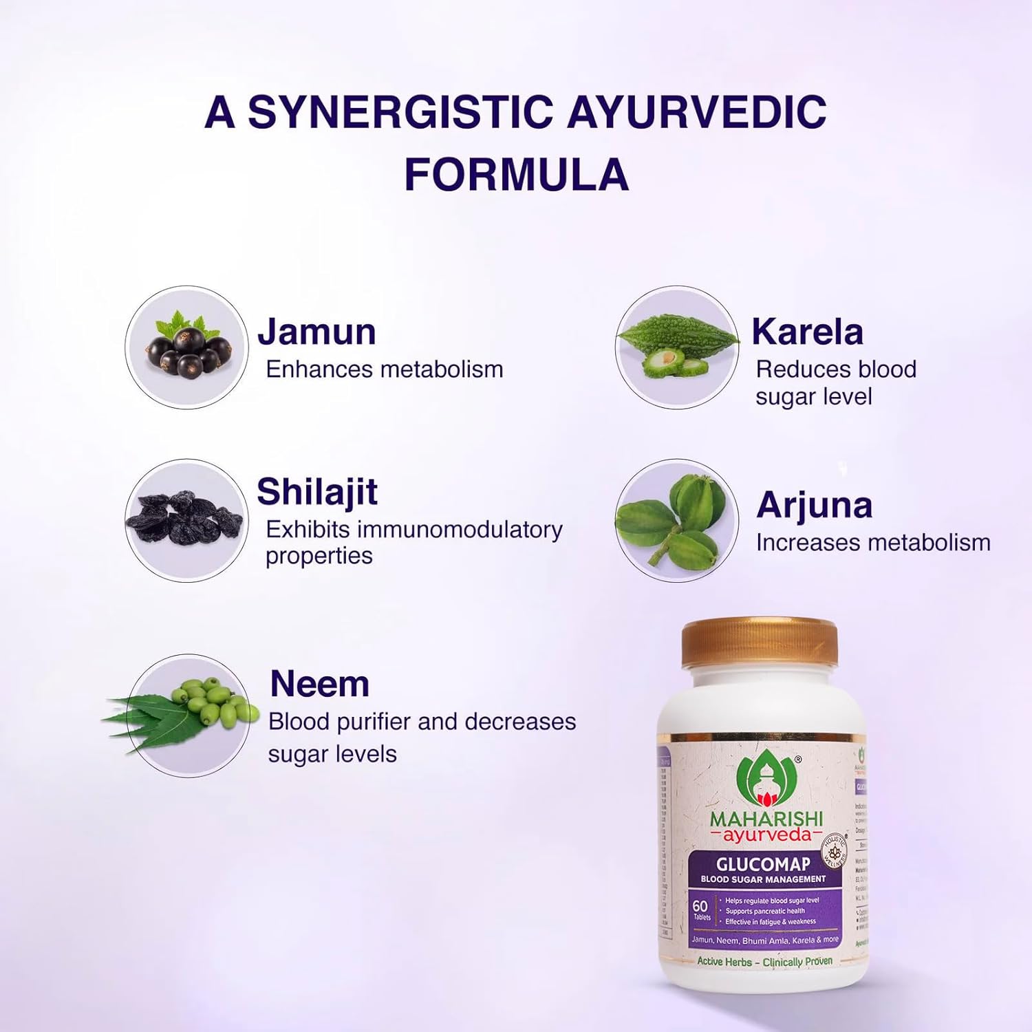 Maharishi Ayurveda Glucomap (60 tablets) For Diabetes Management, Blood Sugar Levels