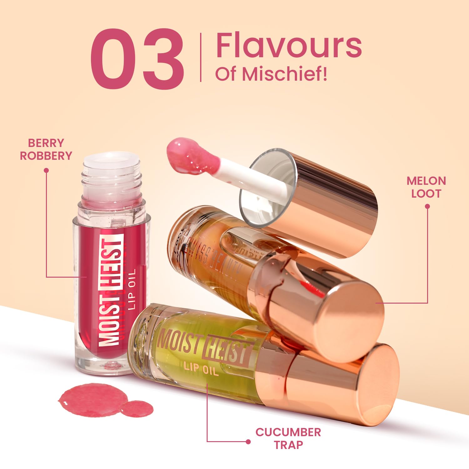Swiss Beauty Moist Heist Lip Oil | Colour-Changing | With Vitamin E & Mint Oil | Nourish & Protect | Shade- 2: Cucumber Trap, 4.8g