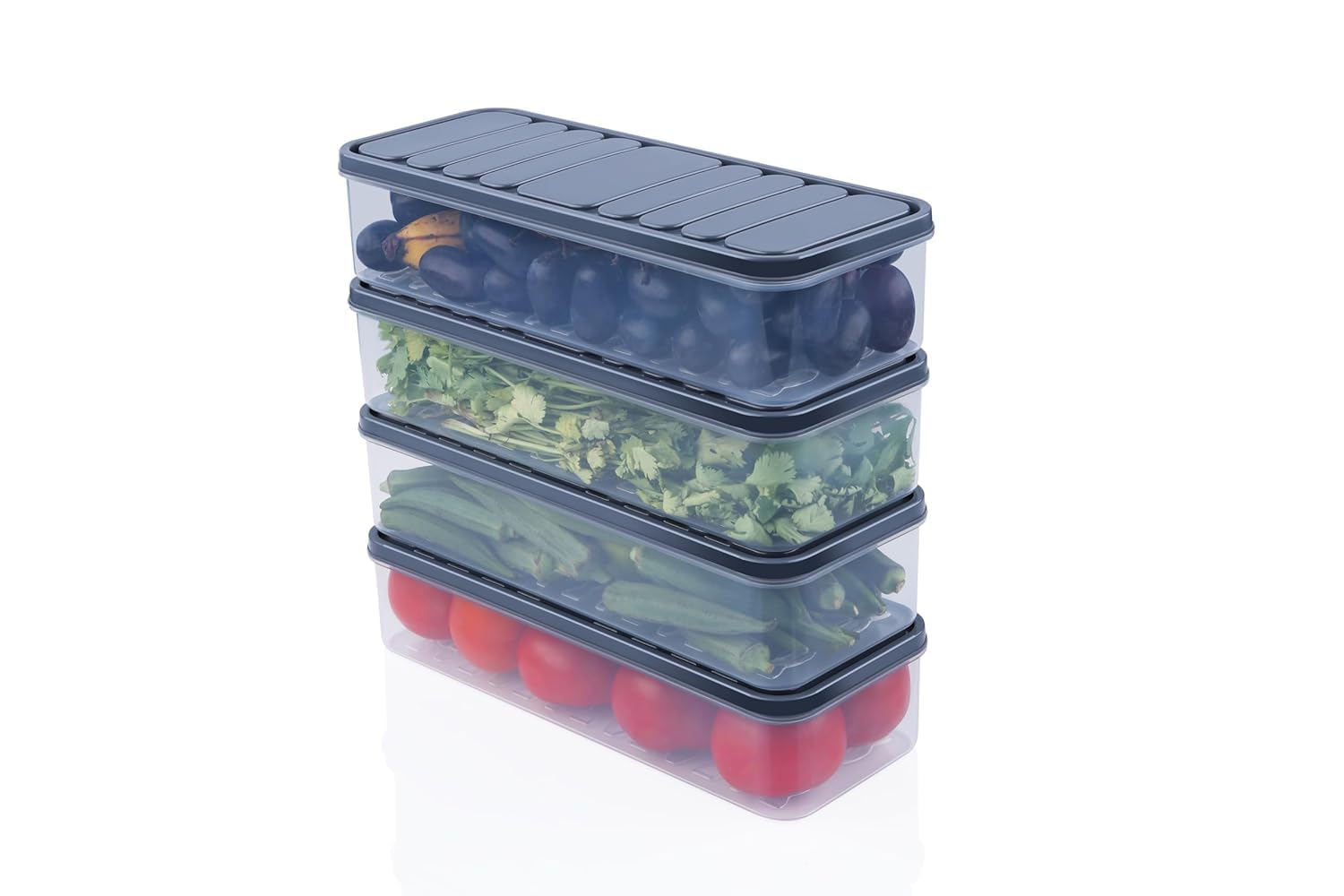 Air Tight Plastic Storage Containers Set for Kitchen | Pantry Organizers Kitchen Accessories Items,Fridge Storage Boxes | Leak-Proof, Durable, and Space-Saving (1200 ML, Set of 6)