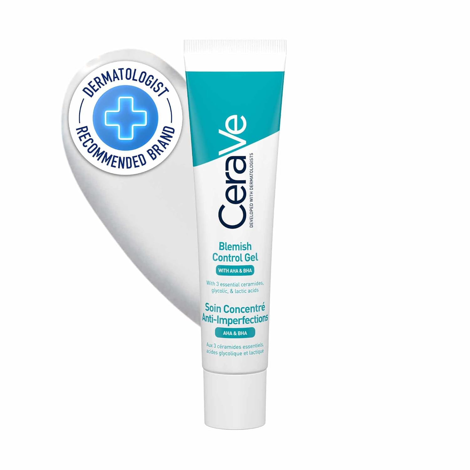CeraVe Blemish Control Gel with 2% Salicylic Acid, AHA & Niacinamide for Acne Spot Treatment (40ml)