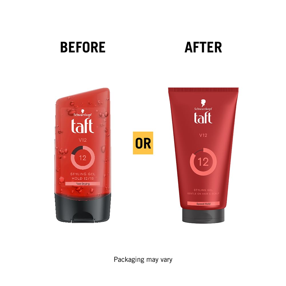 Schwarzkopf TAFT Power V12 Hair Gel With Speed Hold Technology |Fast Drying formulation| Moisturising formula| Non-stick & Easy to Wash off| No Alcohol, No Sulphate |Vegan & Peta approved - 150ML