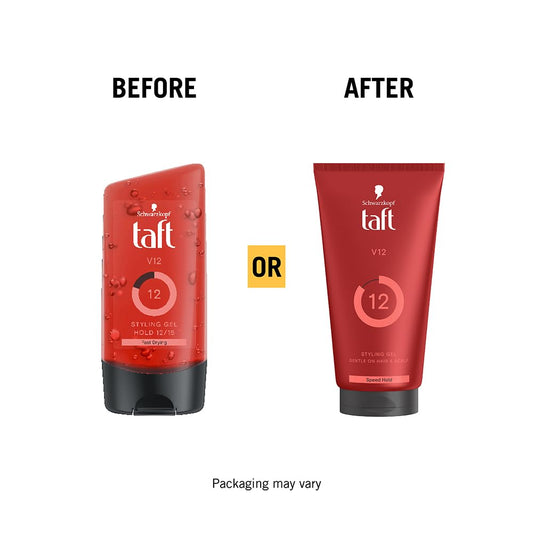 Schwarzkopf TAFT Power V12 Hair Gel With Speed Hold Technology |Fast Drying formulation| Moisturising formula| Non-stick & Easy to Wash off| No Alcohol, No Sulphate |Vegan & Peta approved - 150ML