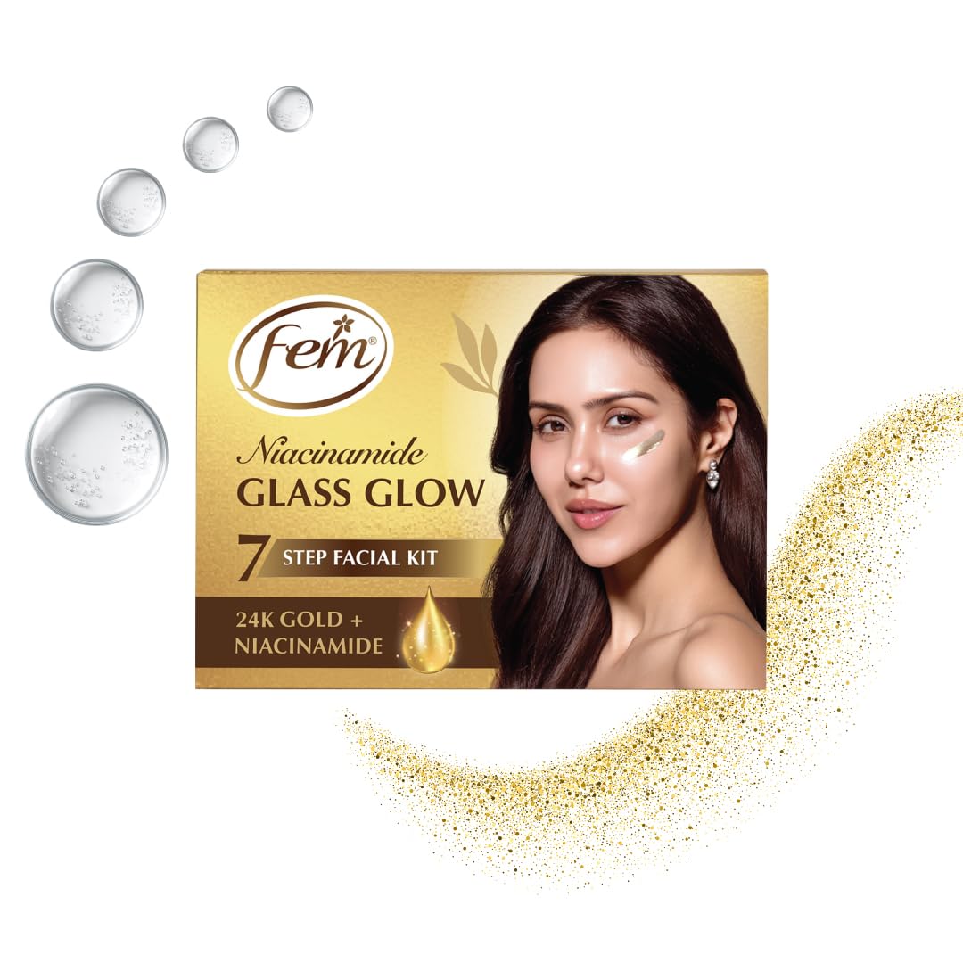 Fem Glass Glow Facial Kit with 24K Gold & Niacinamide – 35ml