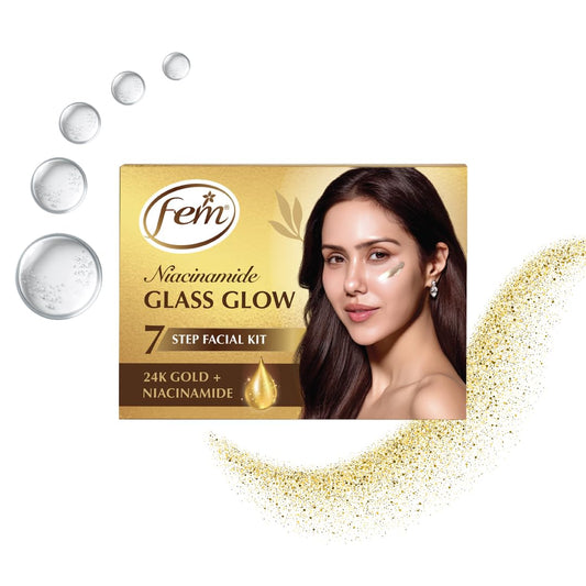 Fem Glass Glow Facial Kit with 24K Gold & Niacinamide – 35ml