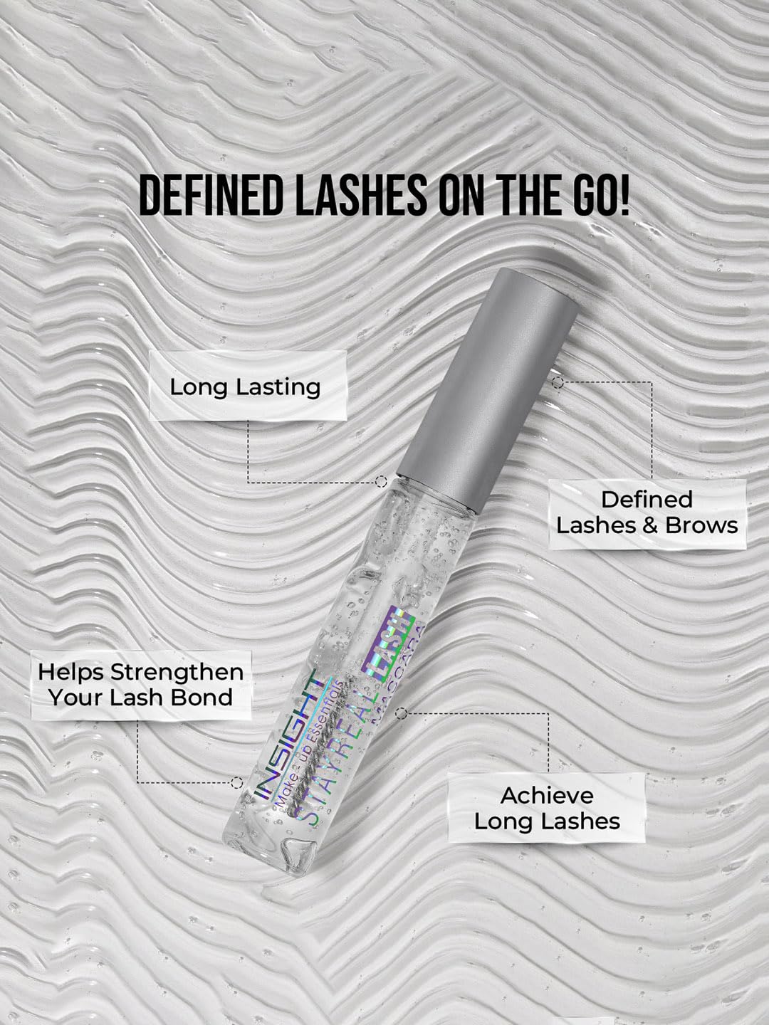 INSIGHT Stay Real Lash Mascara - Transparent | Clear Gel Formula| Natural Look | Sweatproof | For Brows and Eyelashes for Every day Use -10 g