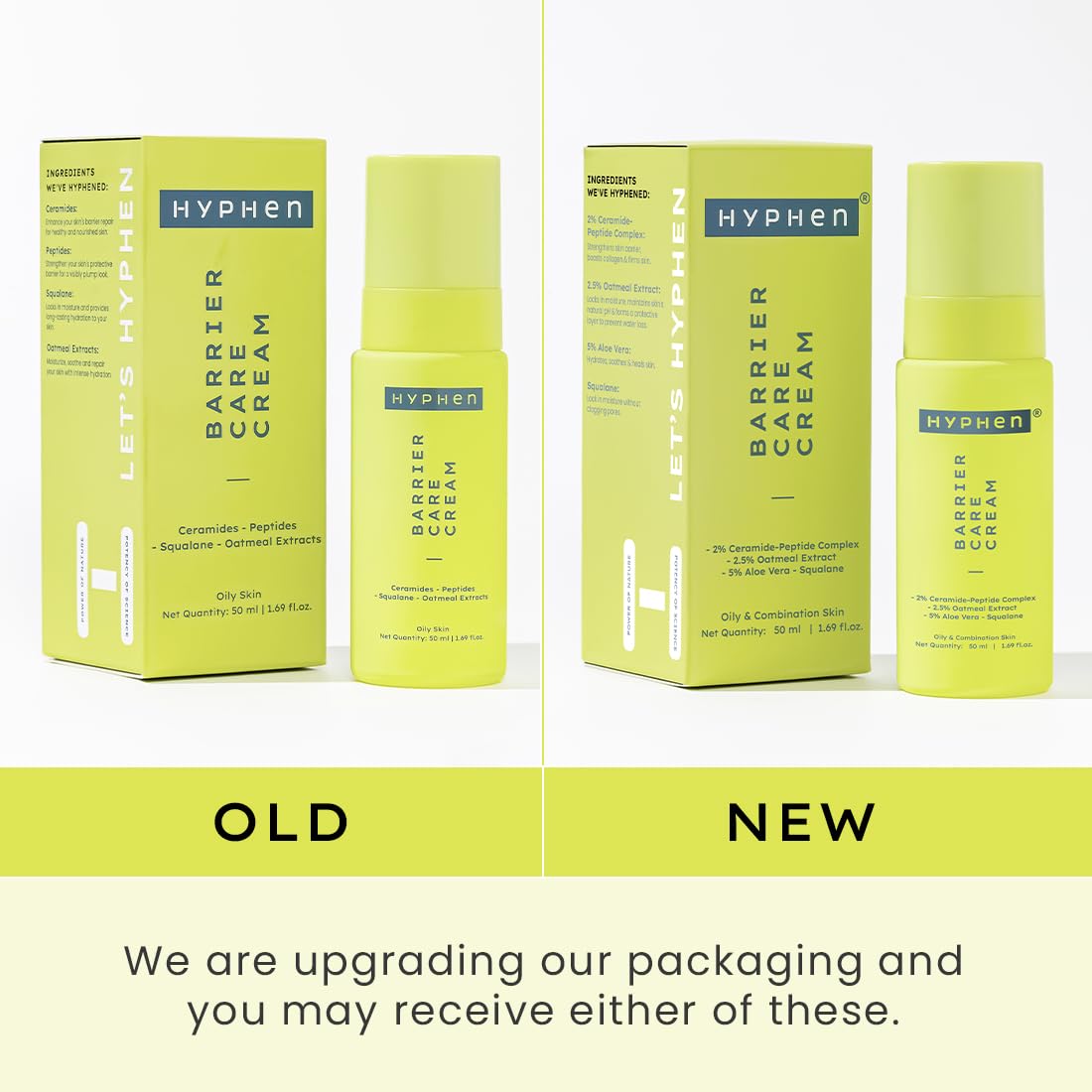 Hyphen 2% Ceramide-Peptide Complex Barrier Repair Moisturizer-Dry Skin Non-Comedogenic & Lightweight (50ml)