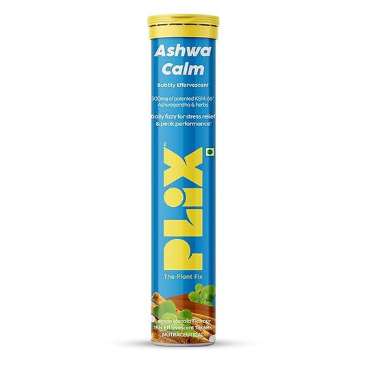 PLIX - THE PLANT FIXAshwagandha KSM-66 Gold Standard with Bhringraj & Brahmi | Supports Stress Relief, Enhances Energy & Stamina, better sleep | 15 Effervescent Tablets, Pack of 1 | Blend of Ayurvedic Herbs