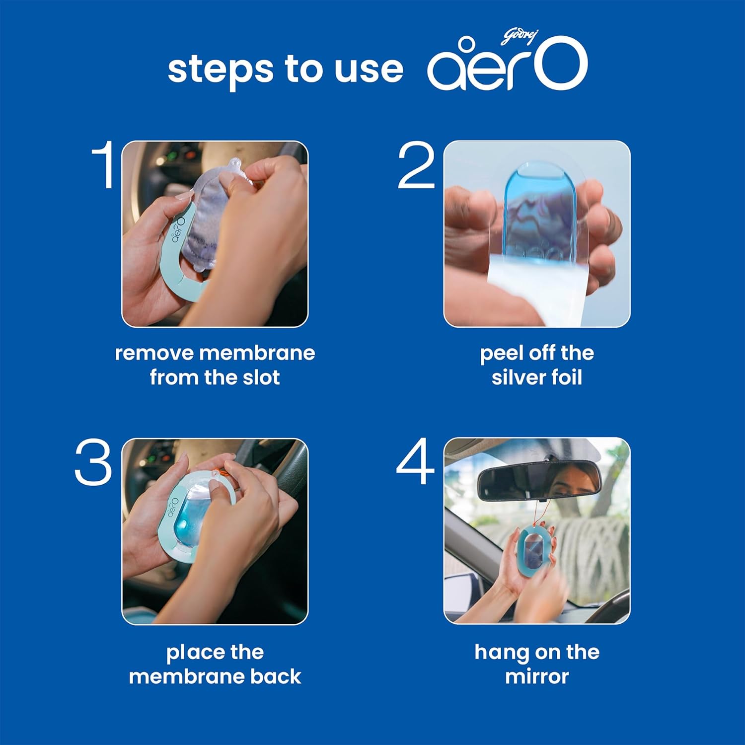 Godrej aer O – Hanging Car Air Freshener – Assorted Pack of 3 (22.5g) | Gel Lasts up to 30 days | Car Accessories
