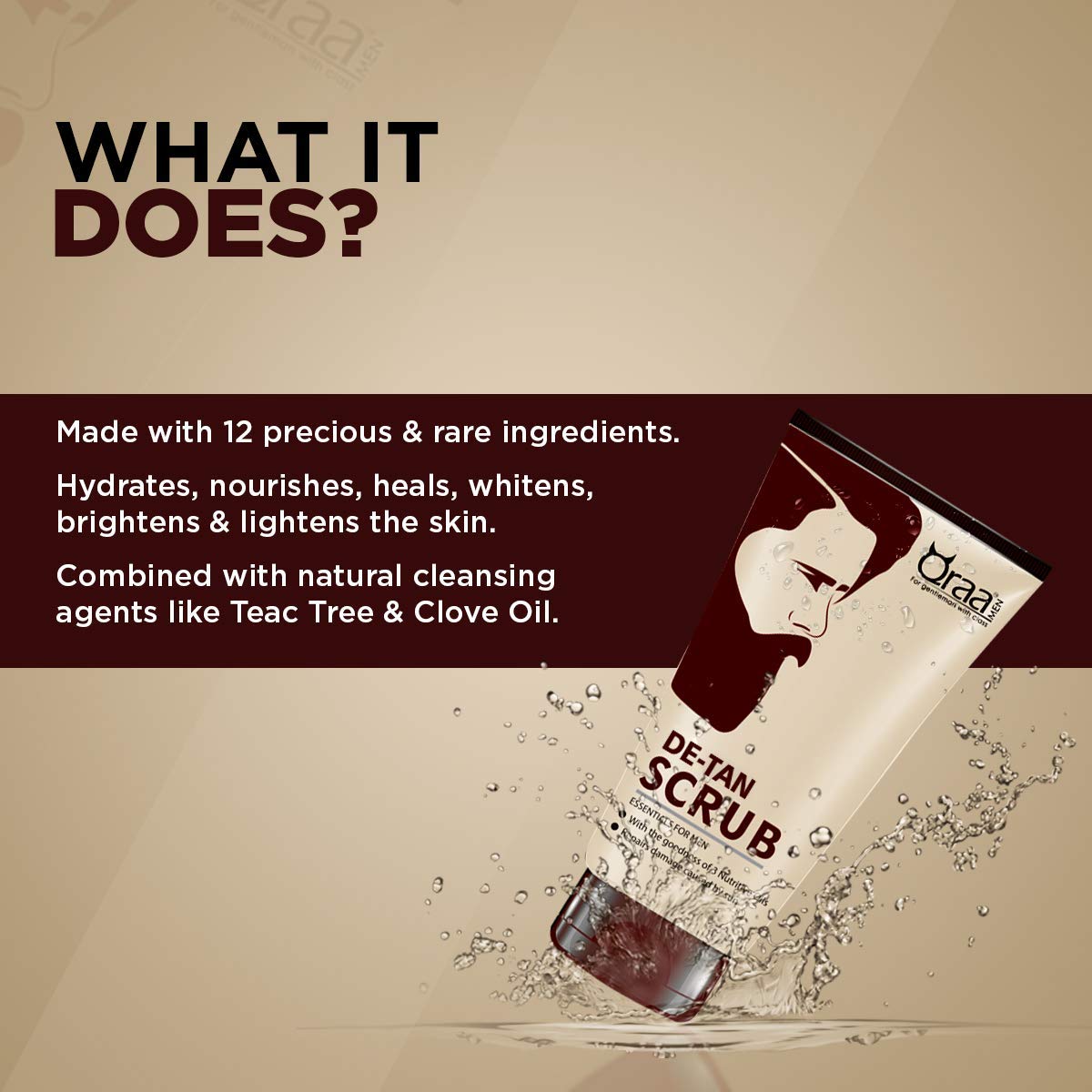 Qraa De-Tan Scrub For Men – 100 g For sun damage, lightening and brightening skin