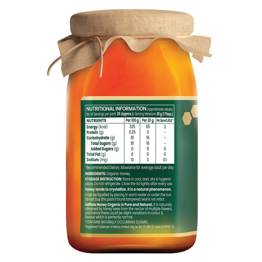 Saffola Wild Forest Organic Honey, 500g, 100% Pure Wild Forest Organic Honey