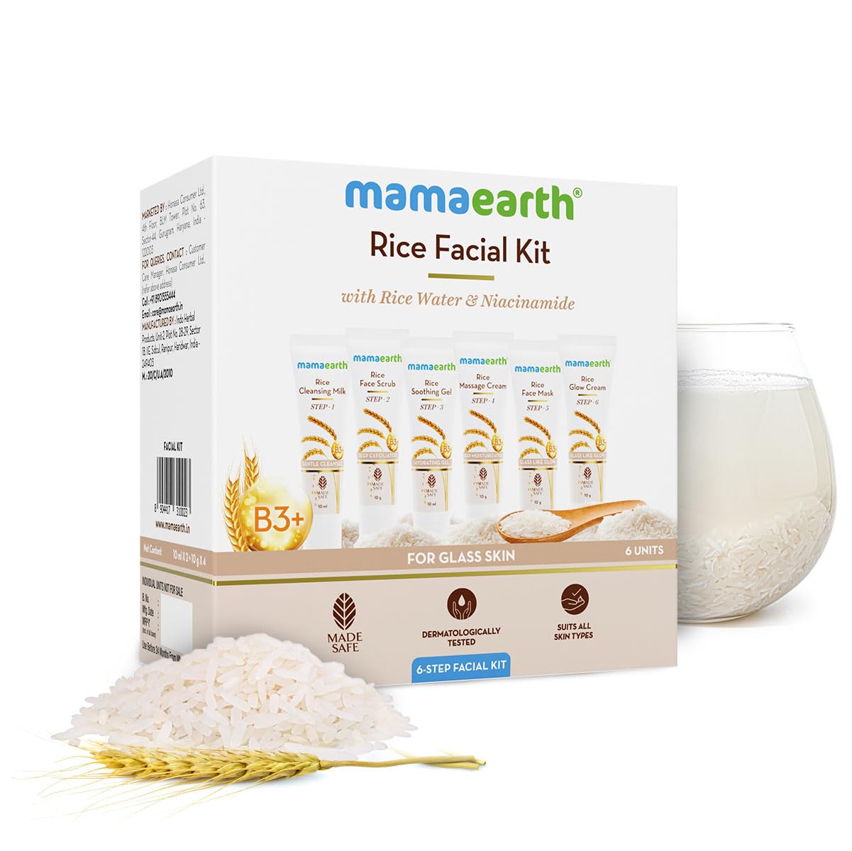Mamaearth Rice Facial Kit With Rice Water & Niacinamide For Glass Skin - 60 gm