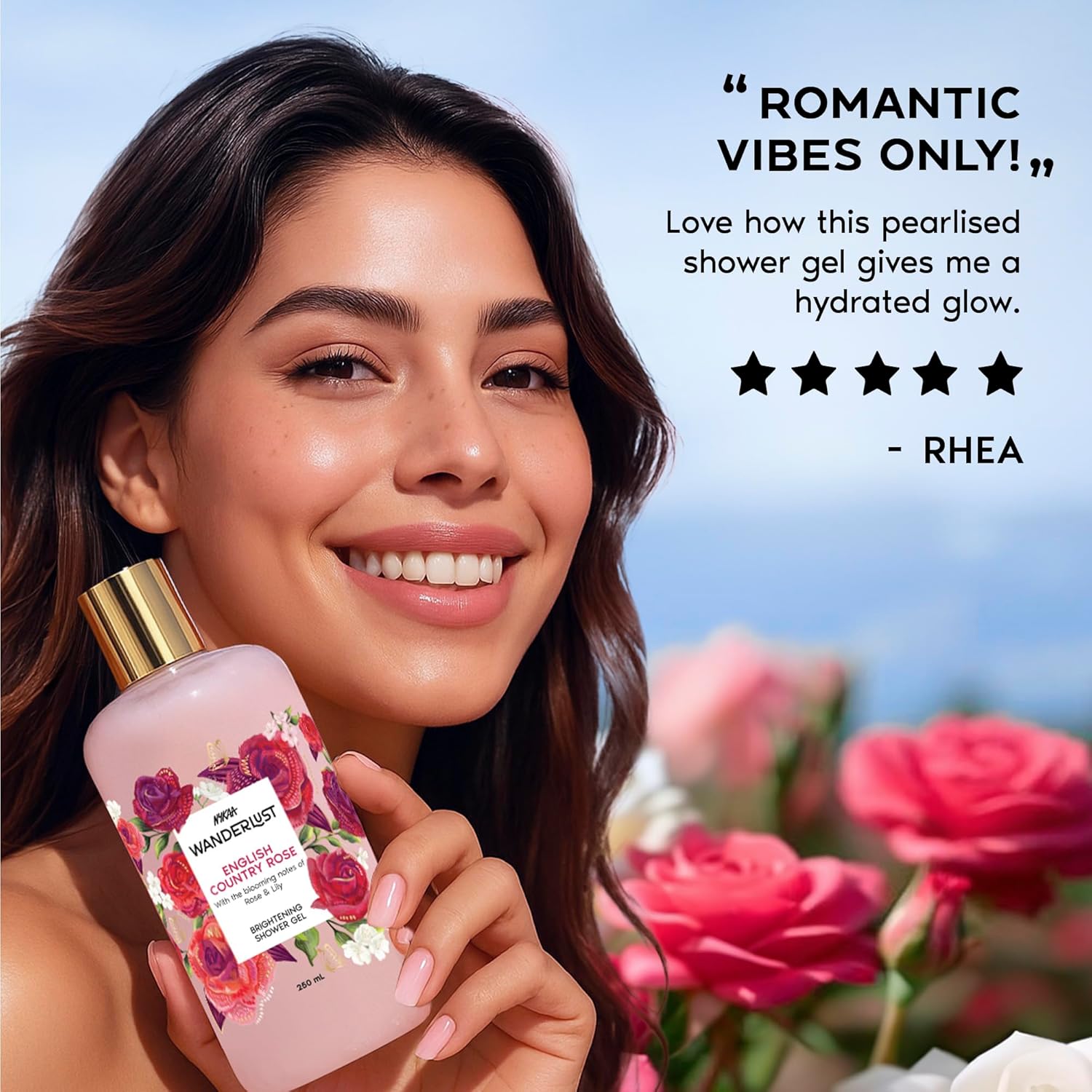 Nykaa Wanderlust English Country Rose Body Wash for Women | Hydrating & Barrier Repair with Vitamin E & Glycerine | Gentle Cleanser for Nourished, Refreshing Skin | 250ml | Paraben-Free & Vegan
