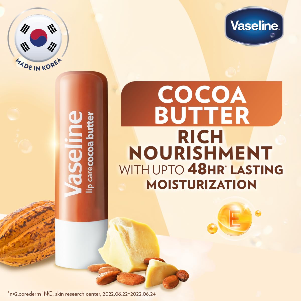 Vaseline Lip Care | Cocoa Butter Lip Balm Stick | up to 48Hr moisturization | with cocoa & shea butter | made in South Korea | 4.8g