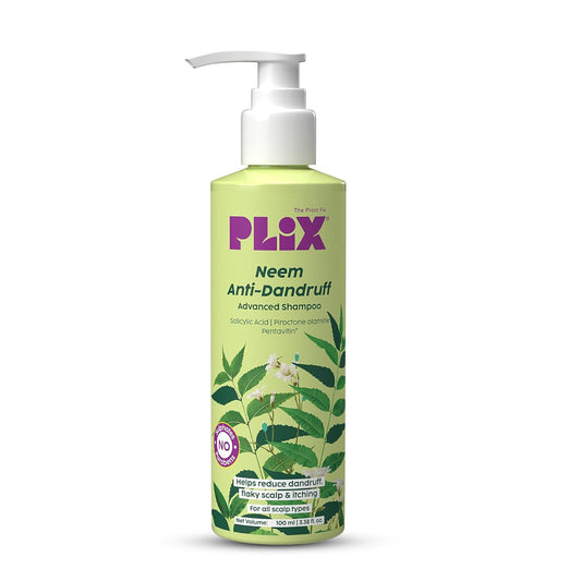 PLIX - THE PLANT FIX Neem Anti-Dandruff Advanced Shampoo | Piractone Olamine & Pentavitin® | Reduces Dandruff | Soothes Itchy Scalp | Moisturizes Scalp | Paraben & Sulphate Free | For Men & Women | 100ml