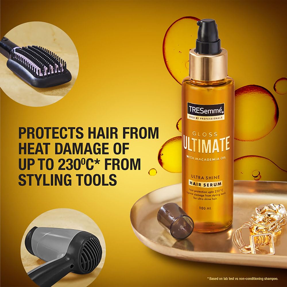 TRESemmé Gloss Ultimate Ultra Shine Hair Serum 100Ml With Macadamia Oil & Vitamin E, For Super Shiny Finish (Pack Of 3)