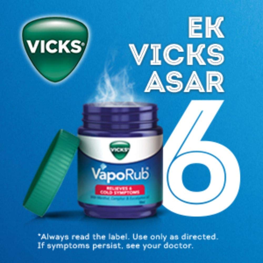 Vicks Vaporub 110ml, Relief From Cold, Cough, Blocked Nose, Headache, Body ache, Muscular stiffness and Breathing difficulty