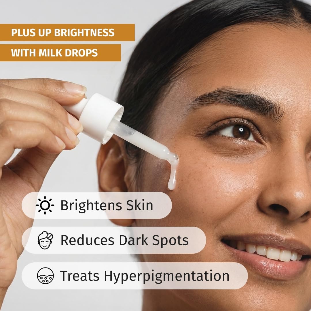 VILVAH Milk Drops Skin Brightening Serum With Rice Milk, Marine Algae Extract & Alpha-Arbutin (20ml)
