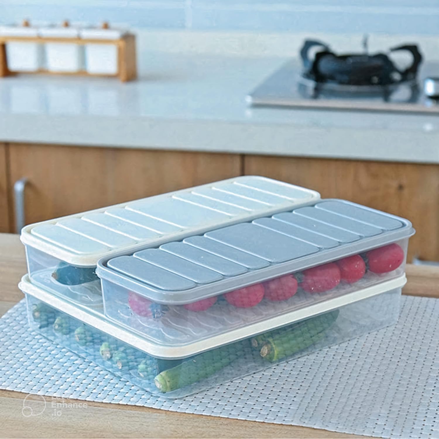 SMART SEAL Fridge Storage Container For Food,Set Of 3(1 Pcs 2500Ml,2 Pcs 1200Ml)Transparent Plastic Storage Box With Lid,Fridge Organizer Set,Freezer Container For Storing Fish,Vegetable(White)Beige