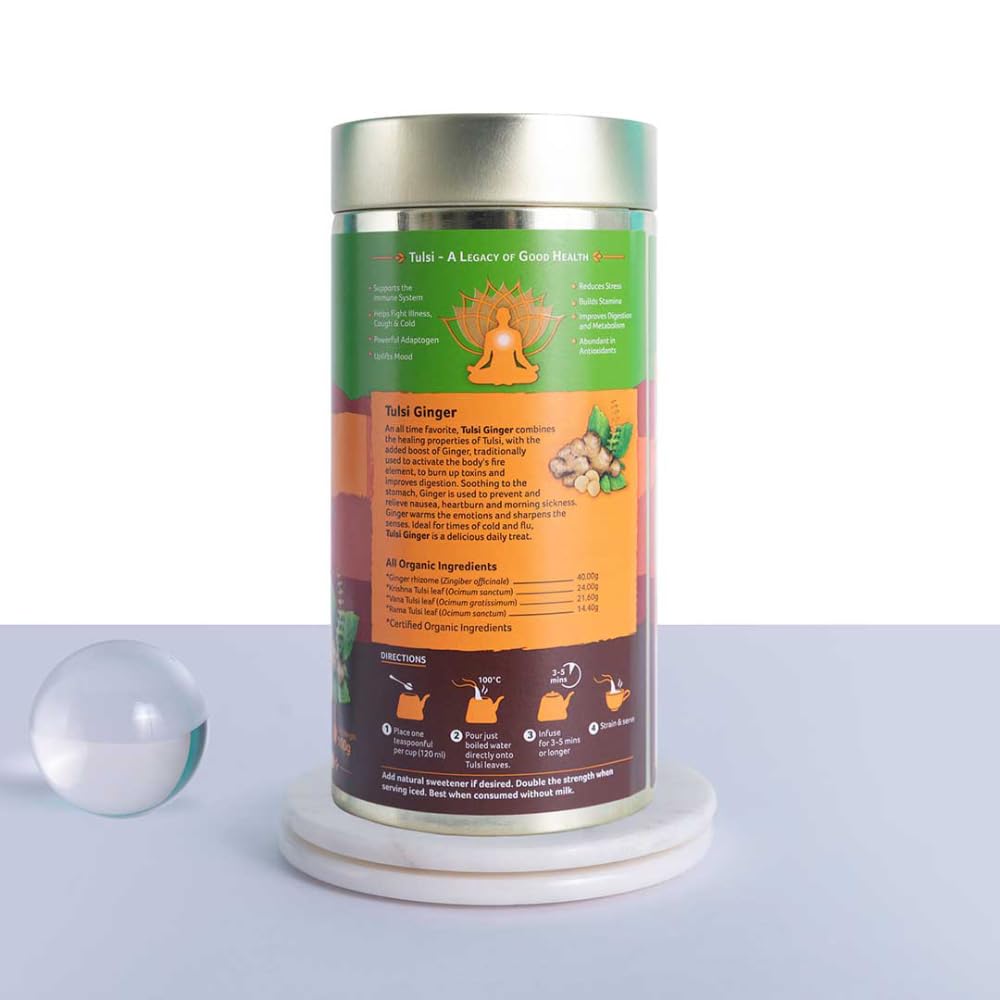 Organic India Tulsi Ginger Tea 100 gm for stress, Improves digestion and metabolism