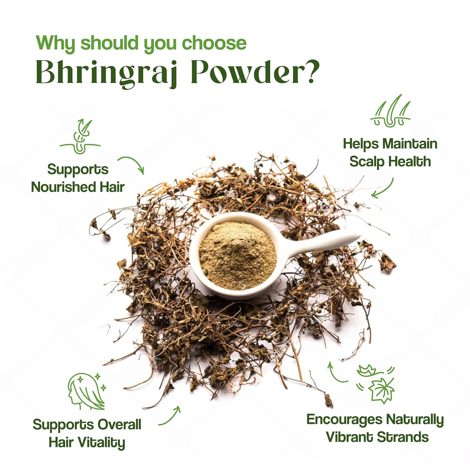 H&C Herbal Ingredients Bhringraj (Eclipta Alba) Powder – 227g – For Hair Care , Hair Growth Rejuvenator