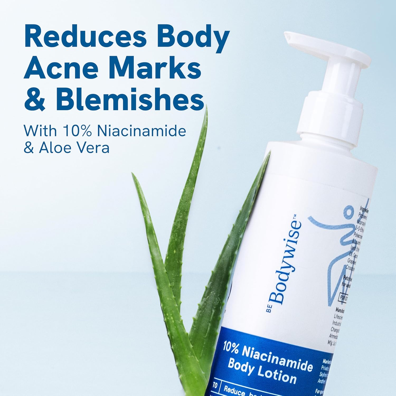 BeBodywise 10% Niacinamide Body Lotion for Reducing Acne Marks With Aloe vera extract, All Skin Types - 200 ml