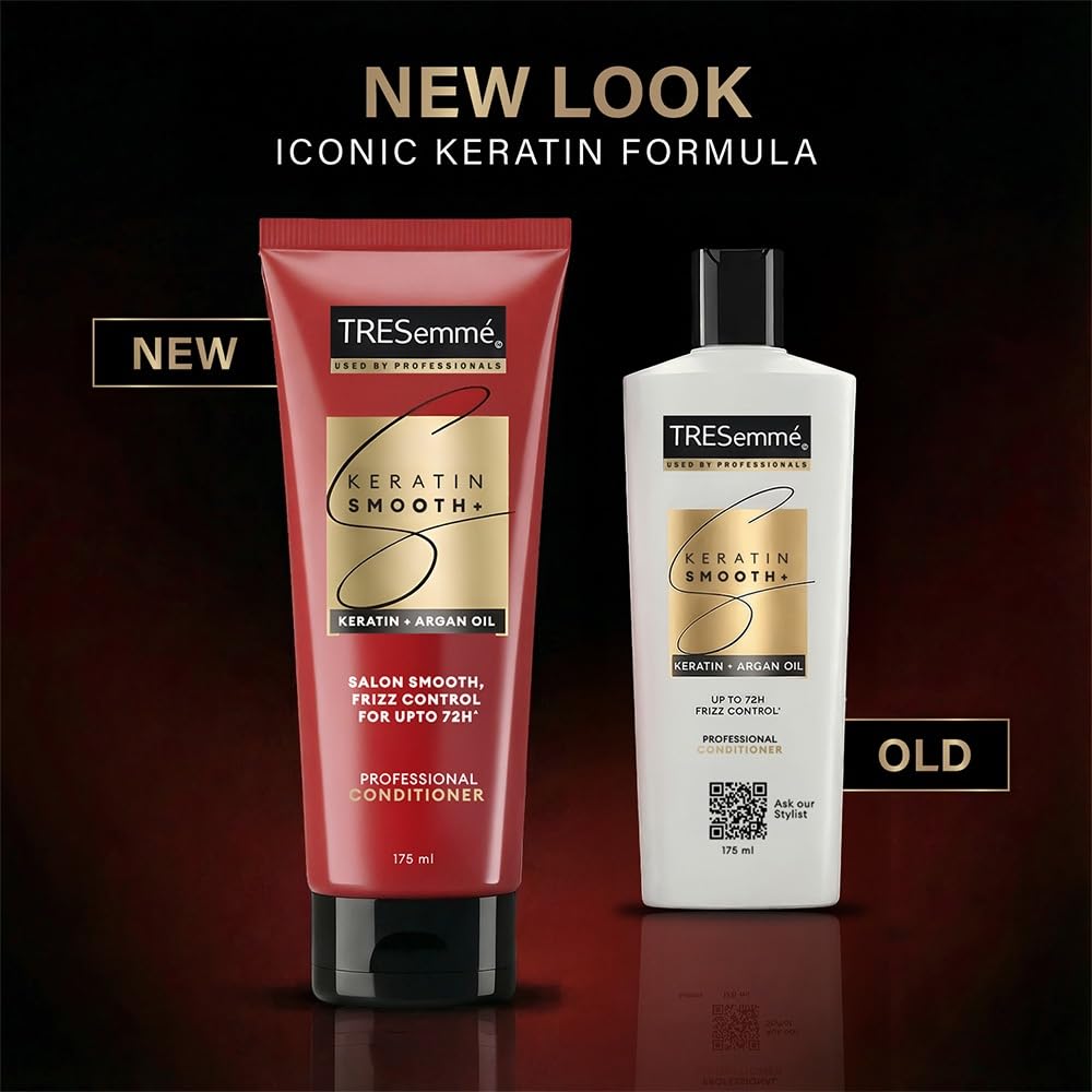 TRESemme Keratin Smooth Conditioner 190ml With Keratin Protein and Argan Oil | Salon-Like Smooth Hair | Up To 72H Frizz Control