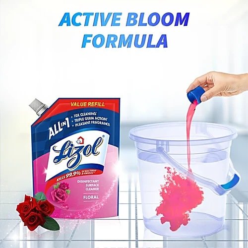 Lizol All In One Disinfectant Surface Cleaner Liquid - Floral, 1.8 L Refill Pack