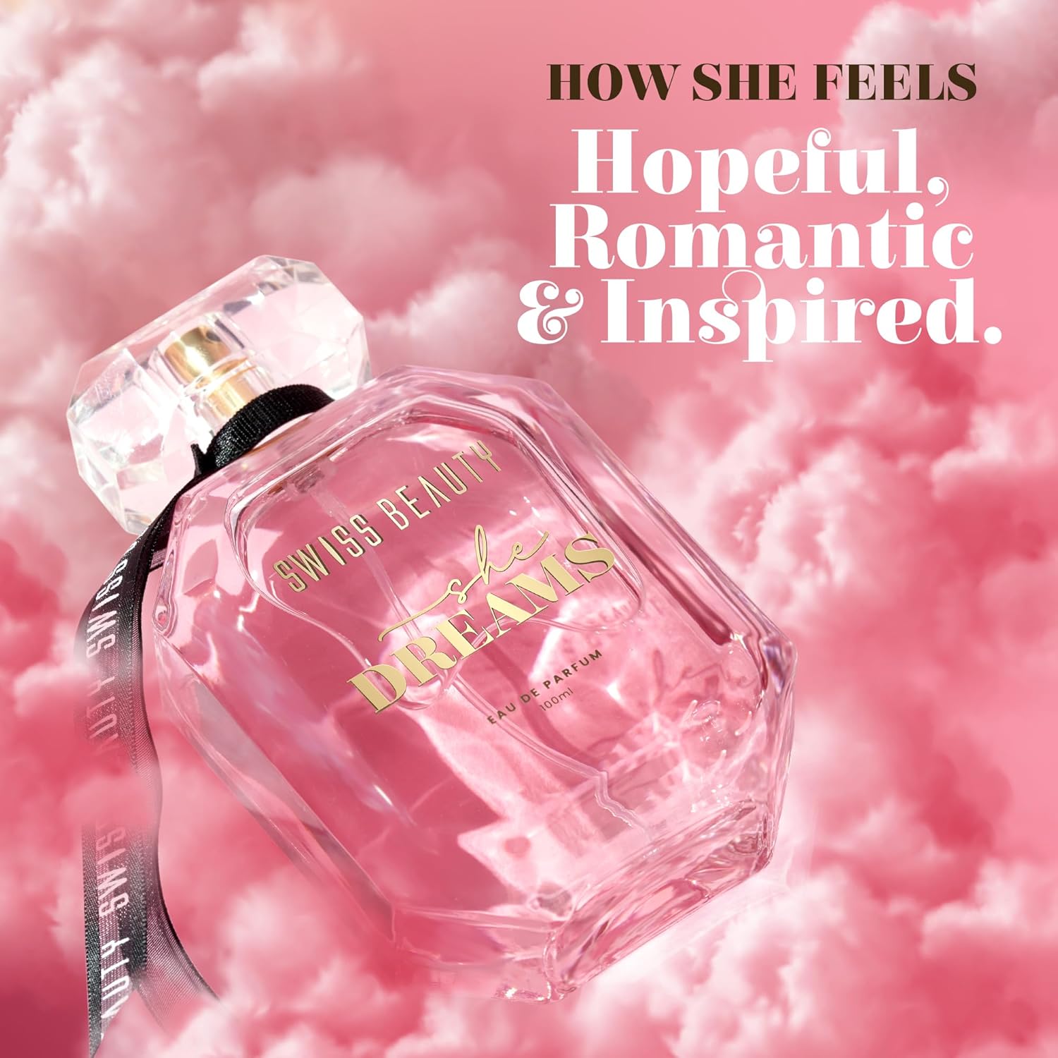 Swiss Beauty She Dreams EDP, 100ml | Long-Lasting | Ideal For Gifting | Everyday Wear | Top Note: Mandarin | Middle Notes: Jasmine & Tuberose | Base Note: Vanilla & Musk
