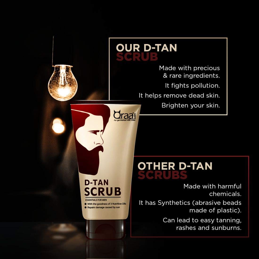 Qraa De-Tan Scrub For Men – 100 g For sun damage, lightening and brightening skin