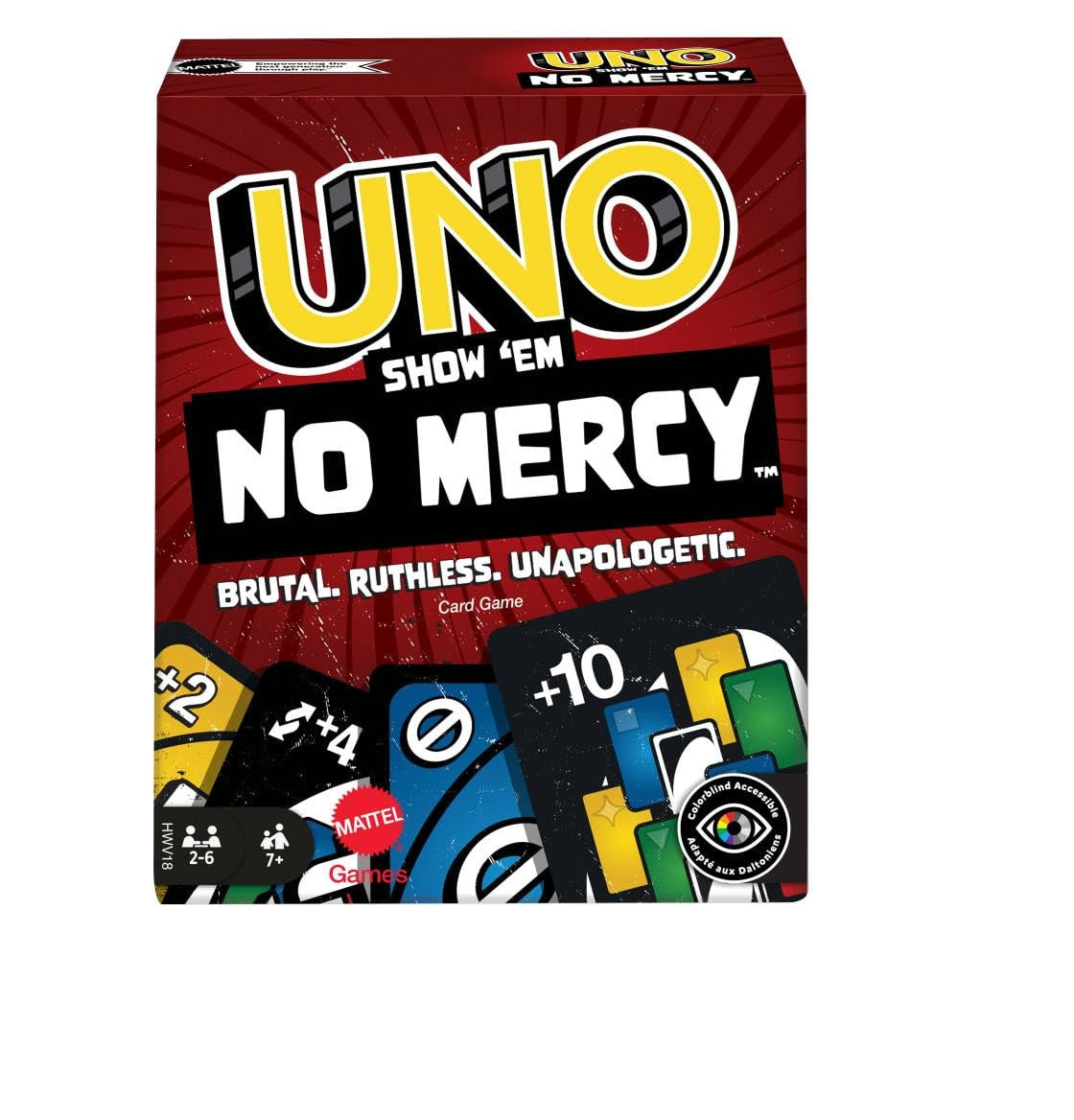 UNO Show em No Mercy Card Game for Kids, Adults & Family Night, Parties and Travel (Pack of 2)