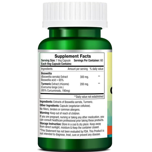 Morpheme Remedies Boswellia Curcumin 95% Bone and Joint Wellness - 60 Veg Capsules