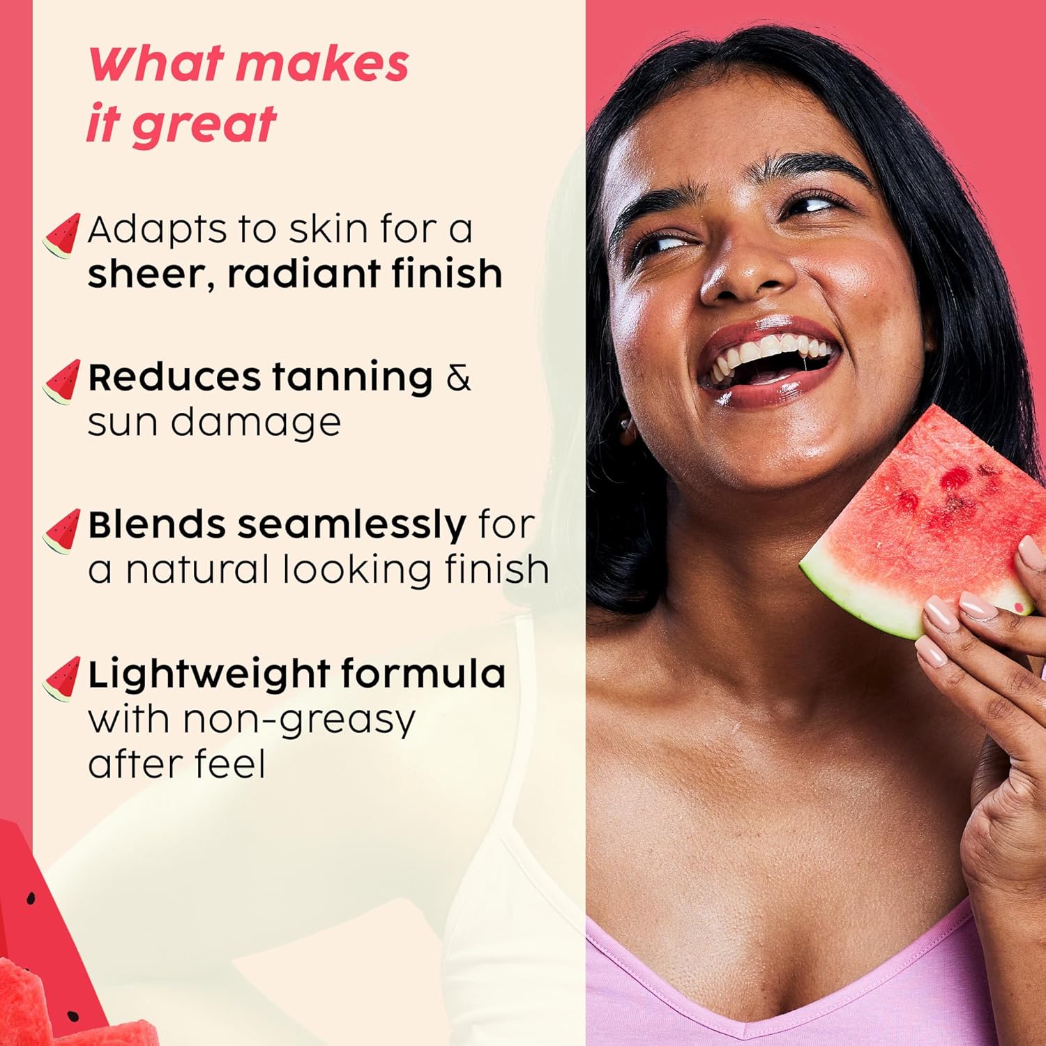 PLIX - THE PLANT FIX Watermelon Tint Twist Color-Adapting Sunscreen | For light coverage & instant glow | SPF 50 PA++++ | Pentavitin®, Suncat DE™ | Sun Damage & Tan Repair | low to medium coverage | Light Golden Glow
