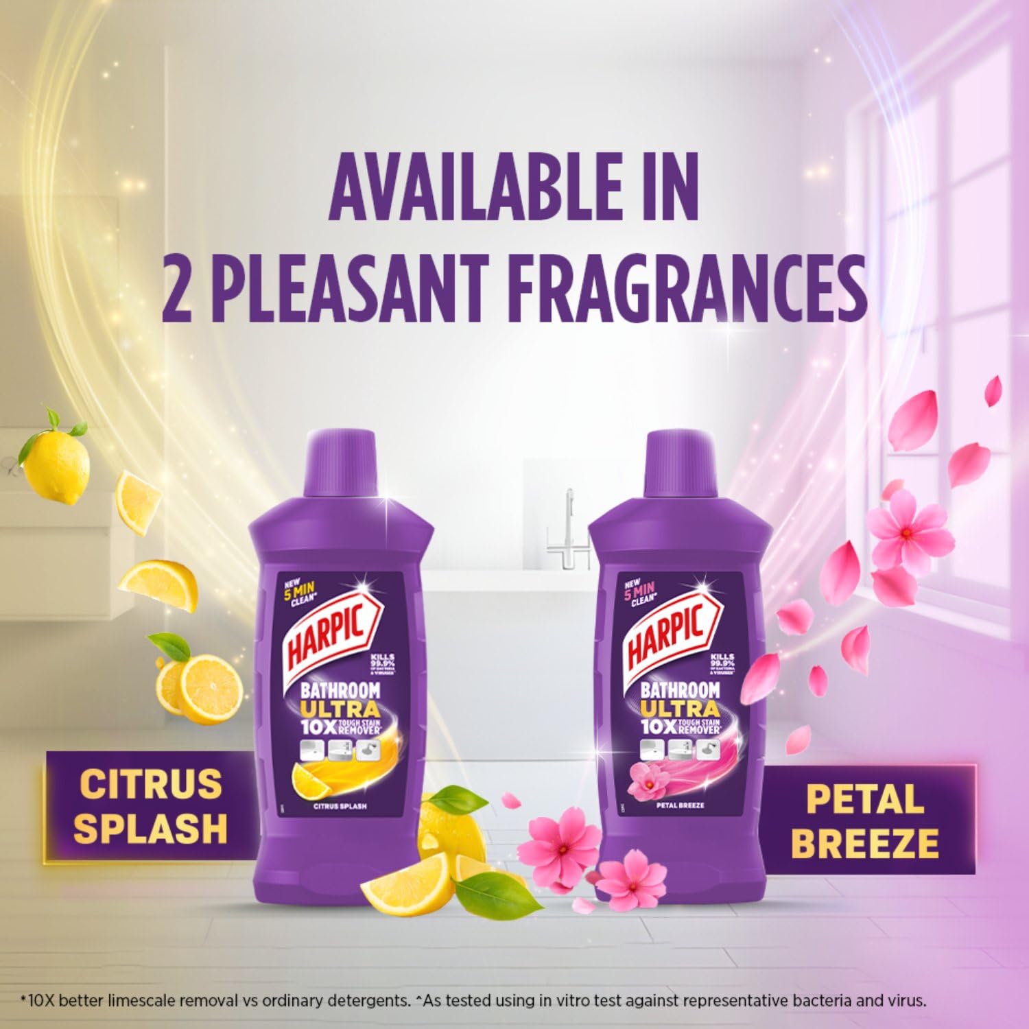 Harpic Bathroom Cleaner Ultra | Petal Breeze | 1L | 10X Tough Stain Remover
