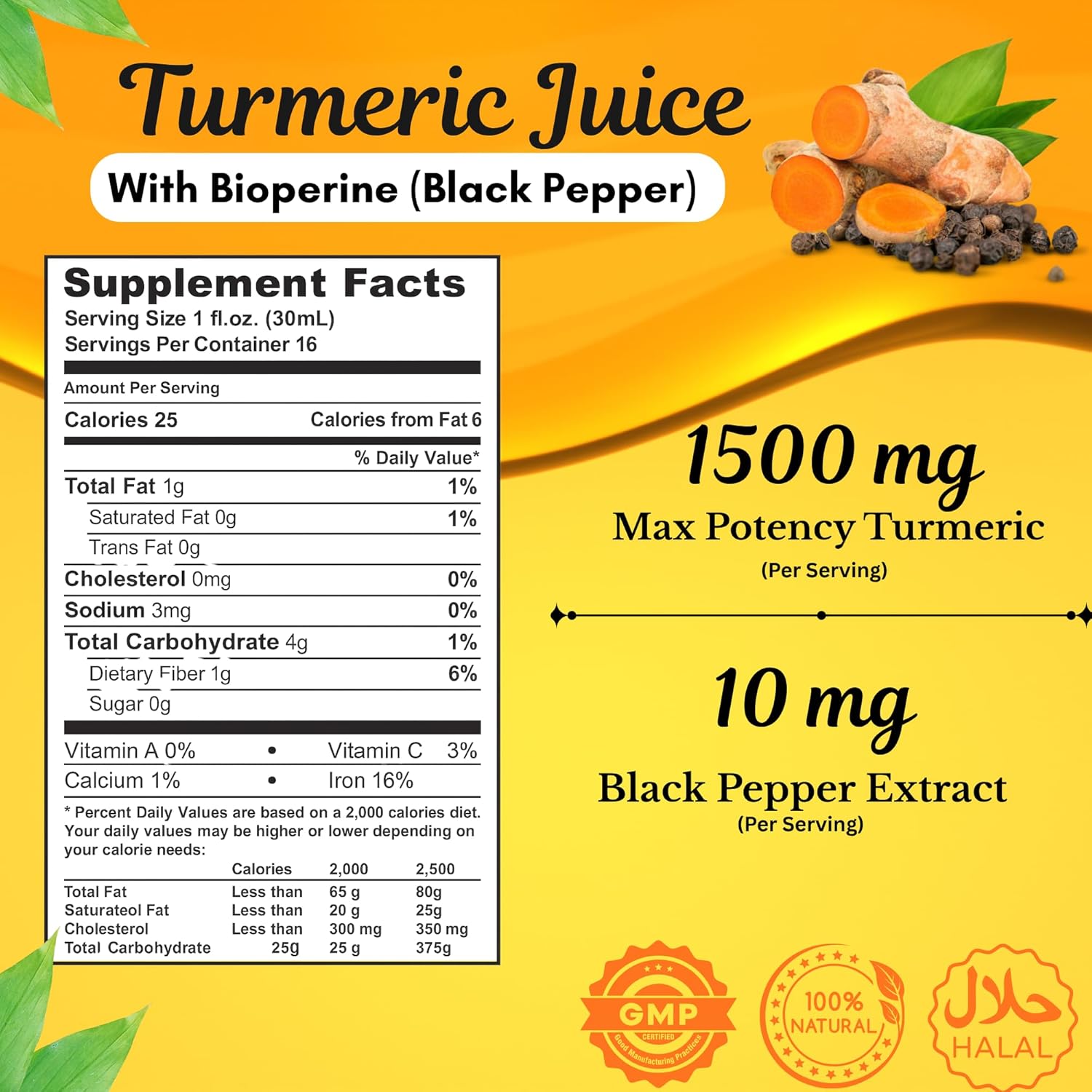 Basic Ayurveda Turmeric Juice 500 ml For blood sugar levels, immune function and digestive health