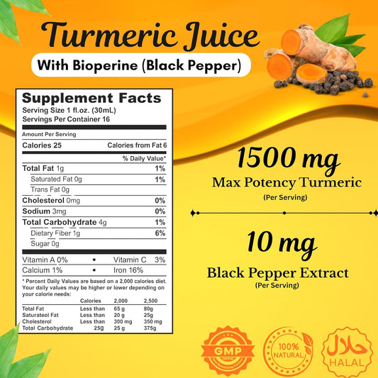 Basic Ayurveda Turmeric Juice 500 ml For blood sugar levels, immune function and digestive health