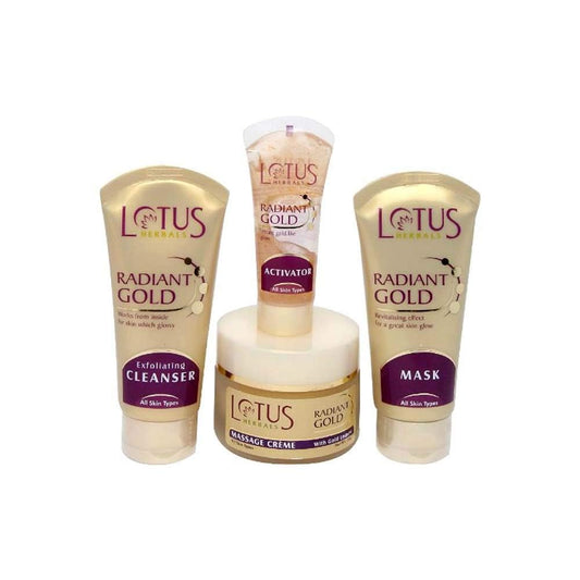 Lotus Herbals Radiant Gold Cellular Facial Kit With 24K Pure Gold & Papaya, For All Skin Types - 170 gm