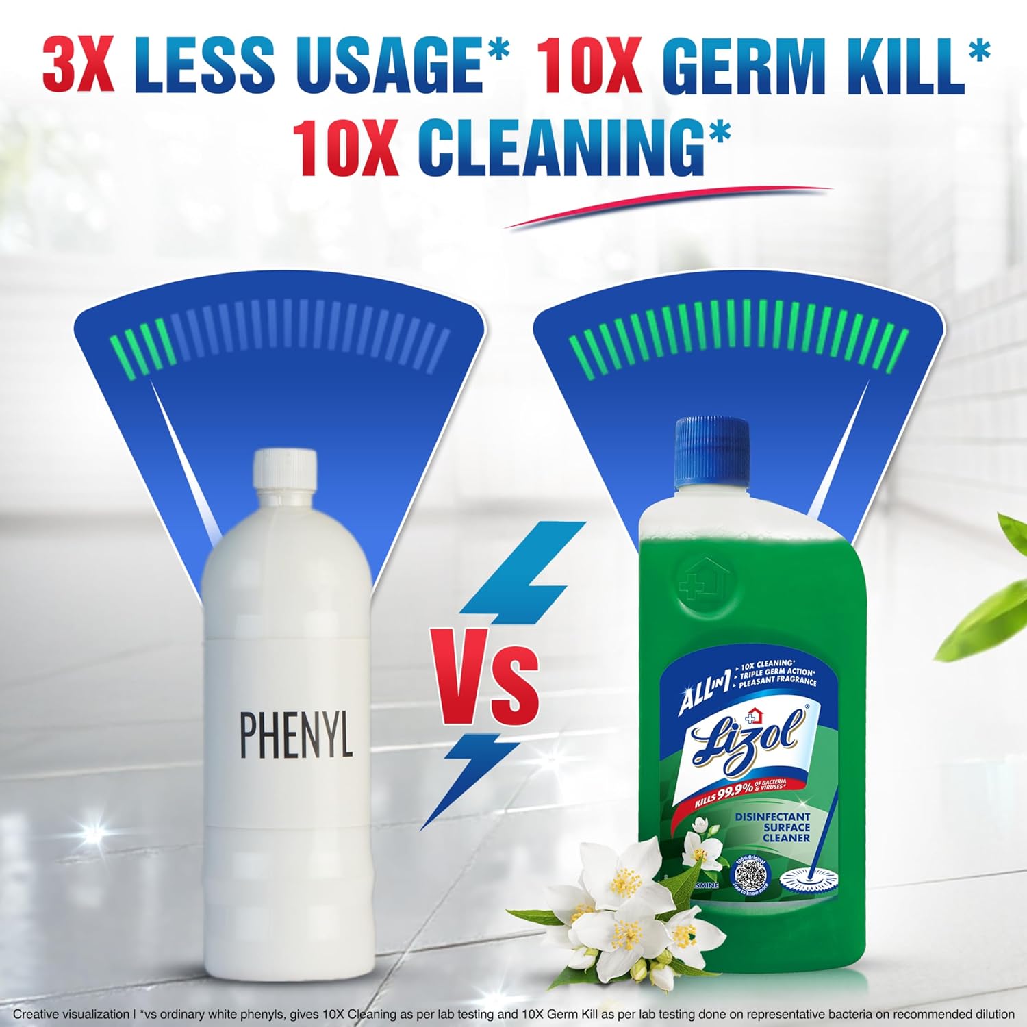 Lizol Disinfectant Surface & Floor Cleaner Liquid, Jasmine - 1 Litre
