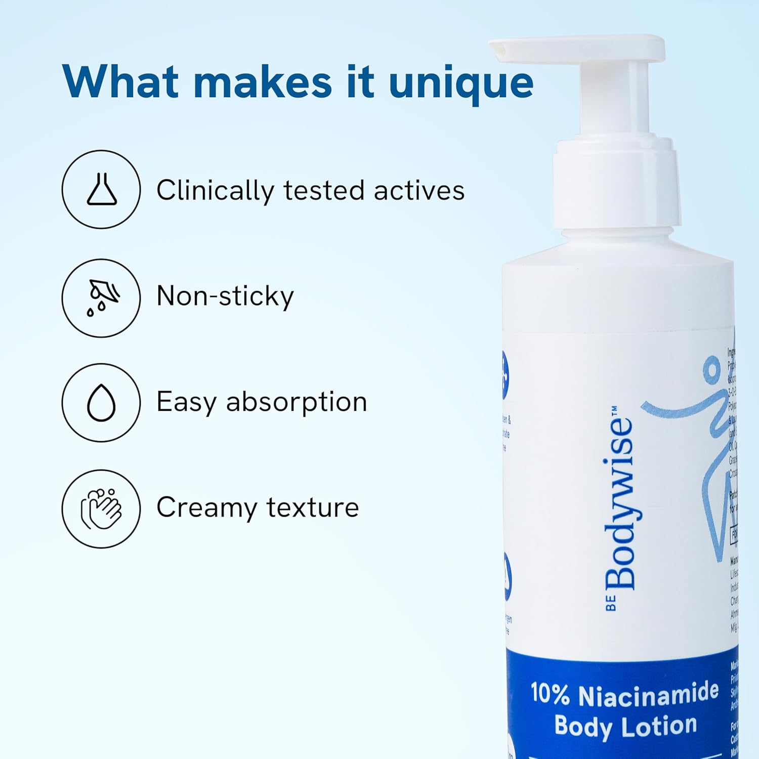 BeBodywise 10% Niacinamide Body Lotion for Reducing Acne Marks With Aloe vera extract, All Skin Types - 200 ml