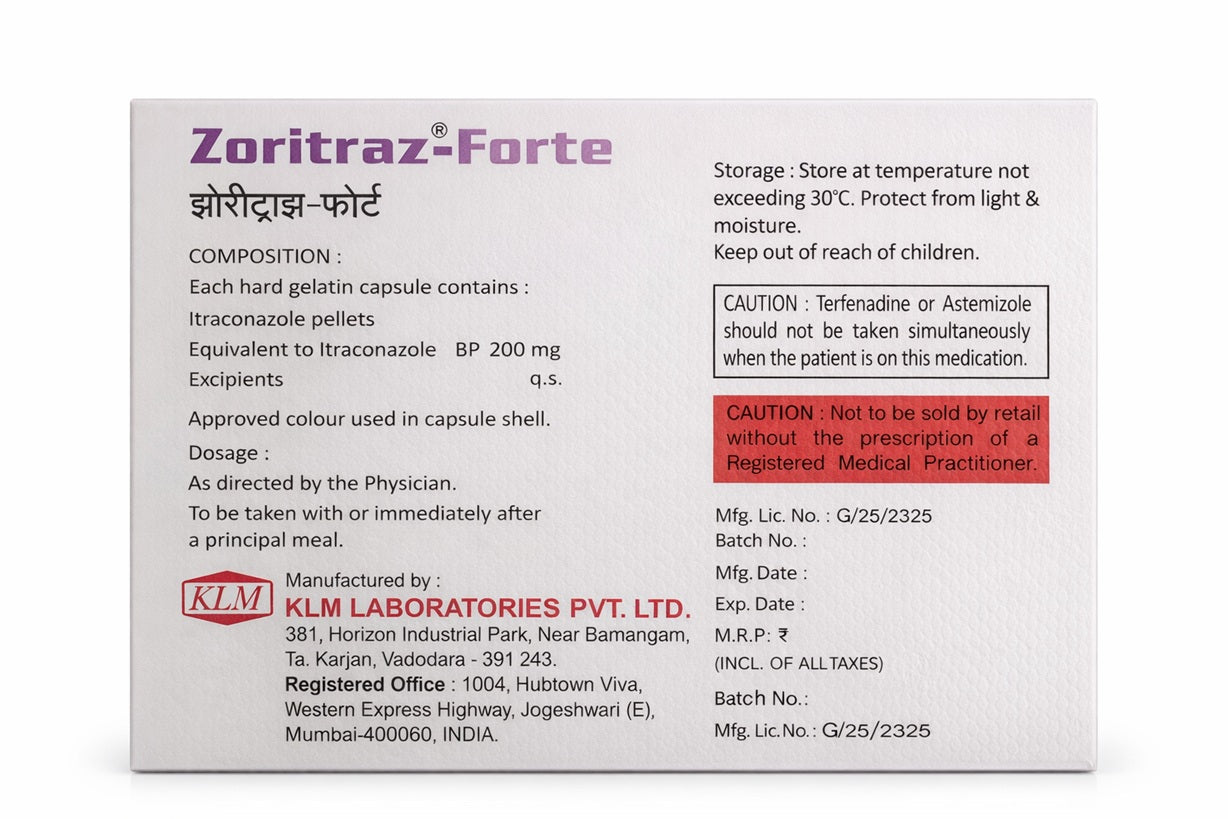 KLM Zoritraz-Forte Capsule - 10 Capsules in 1 strip