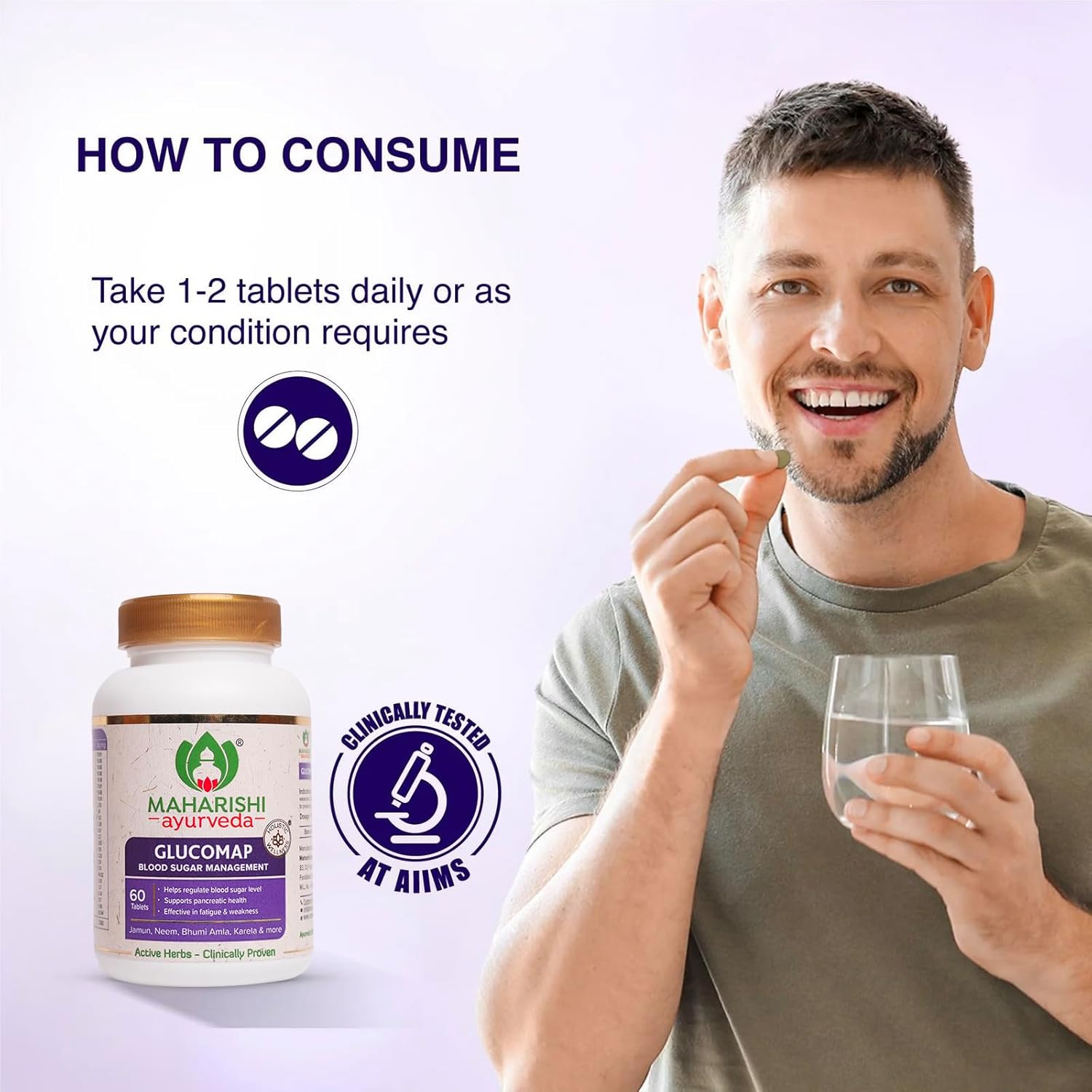 Maharishi Ayurveda Glucomap (60 tablets) For Diabetes Management, Blood Sugar Levels