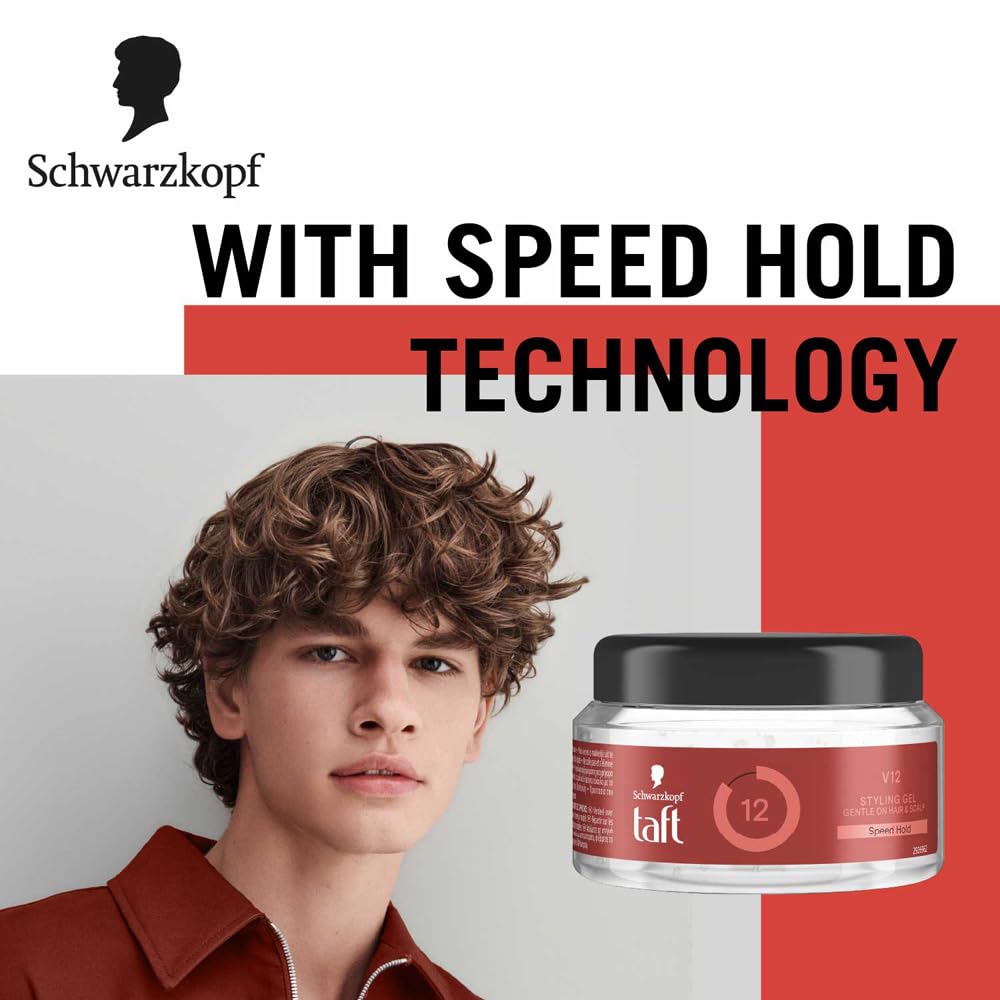 Schwarzkopf TAFT Power V12 Hair Gel With Speed Hold Technology |Fast Drying formulation| Moisturising formula| Non-stick & Easy to Wash off| No Alcohol, No Sulphate |Vegan & Peta approved - 250ML