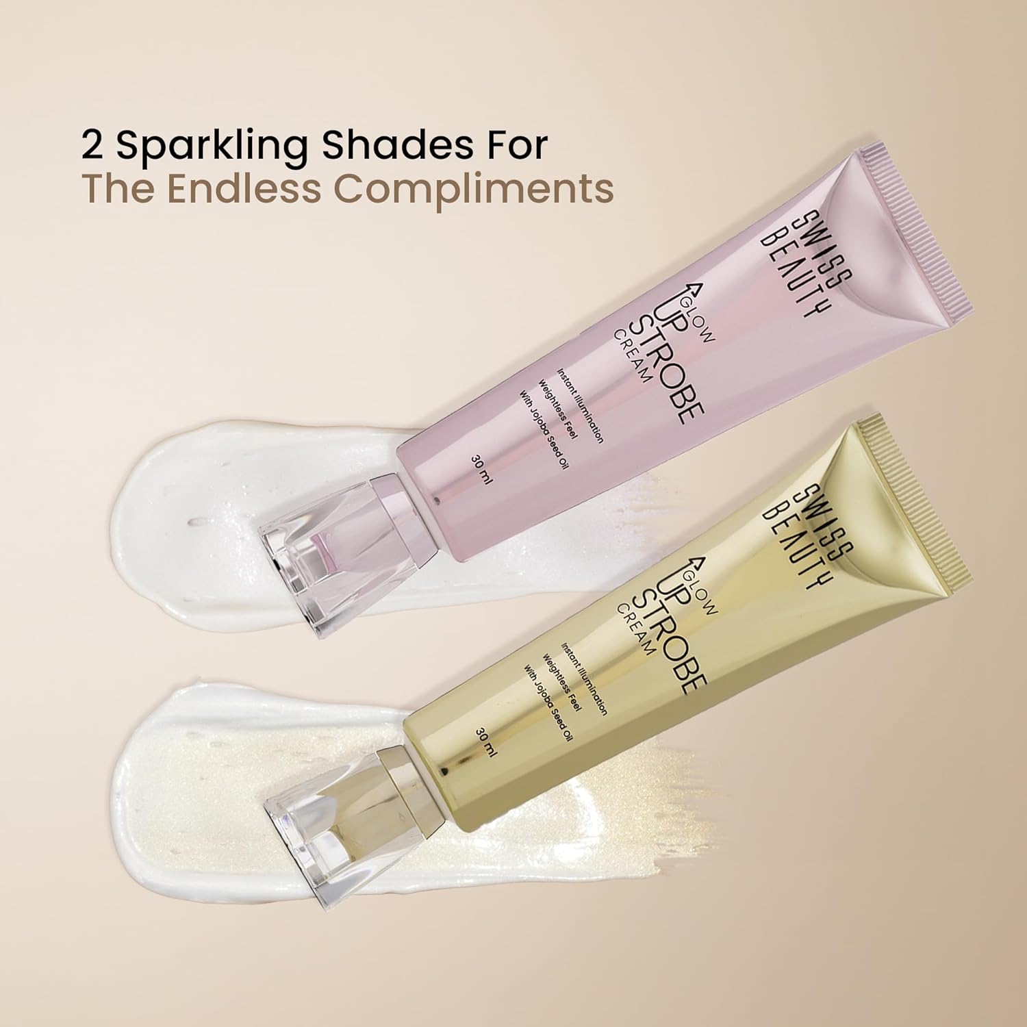 Swiss Beauty Glow Up Strobe Cream | Dewy Radiance | Hydrating | Versatile Use | With Jojoba Oil | For All Skin Types | 30ml, Shade- 2. Moonlit Glow