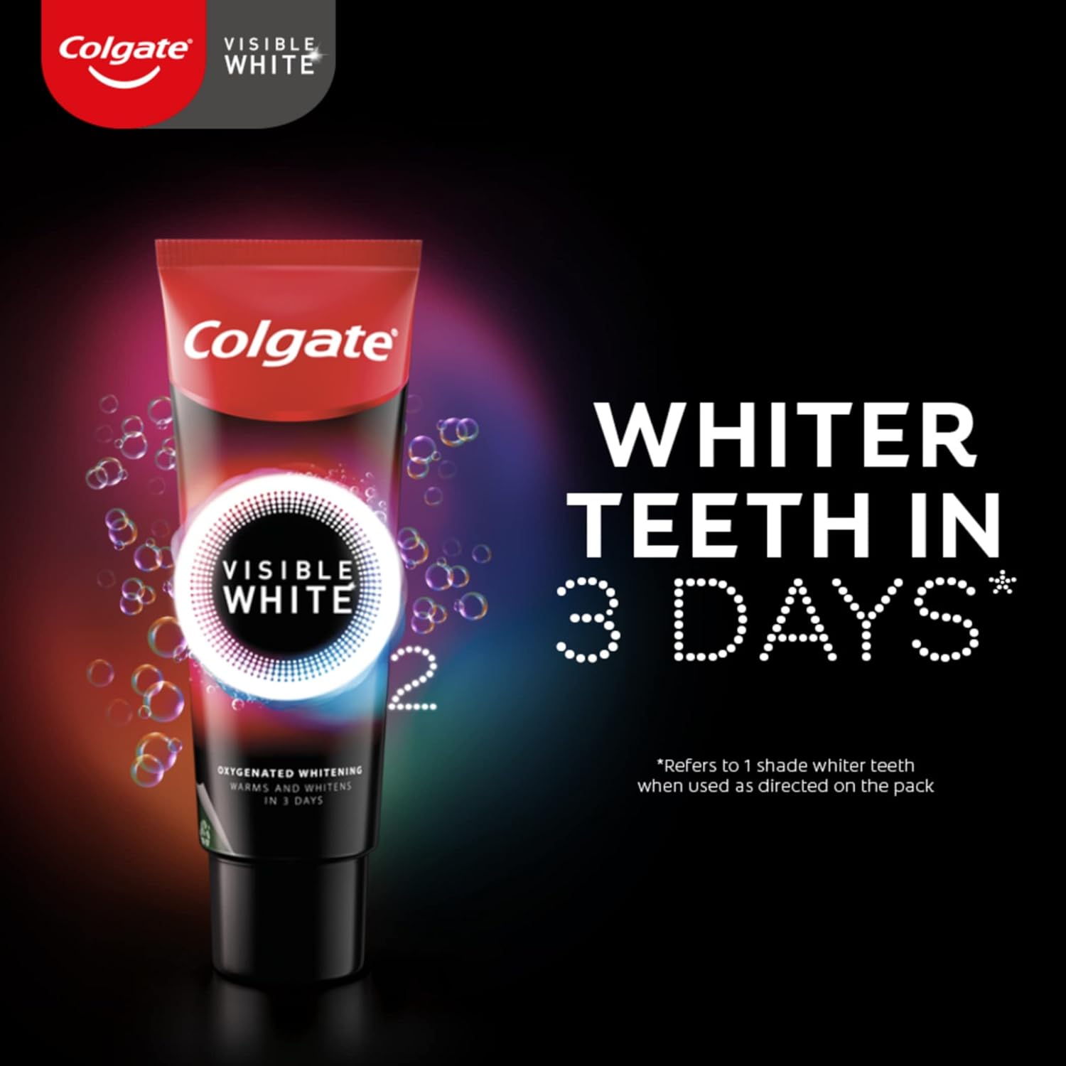 Colgate Visible White O2, Teeth Whitening Toothpaste (50g), Aromatic Mint, Active Oxygen Technology
