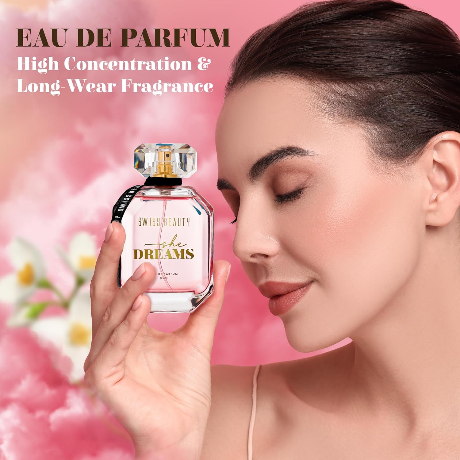 Swiss Beauty She Dreams EDP, 100ml | Long-Lasting | Ideal For Gifting | Everyday Wear | Top Note: Mandarin | Middle Notes: Jasmine & Tuberose | Base Note: Vanilla & Musk