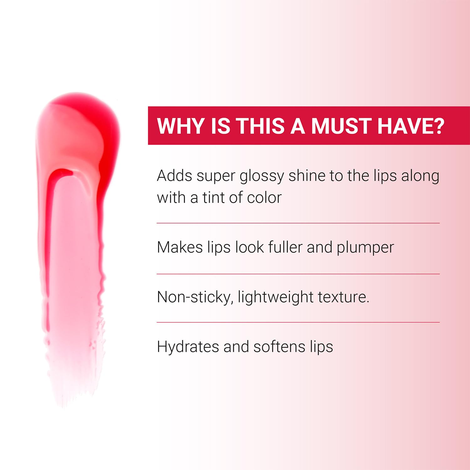 Iba Must Have High Shine Lip Oil with Vitamin C for Making Lips Brighter and Pinker Shade - 01 Raspberry Twist, 2.6ml