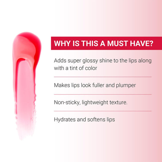 Iba Must Have High Shine Lip Oil with Vitamin C for Making Lips Brighter and Pinker Shade - 01 Raspberry Twist, 2.6ml