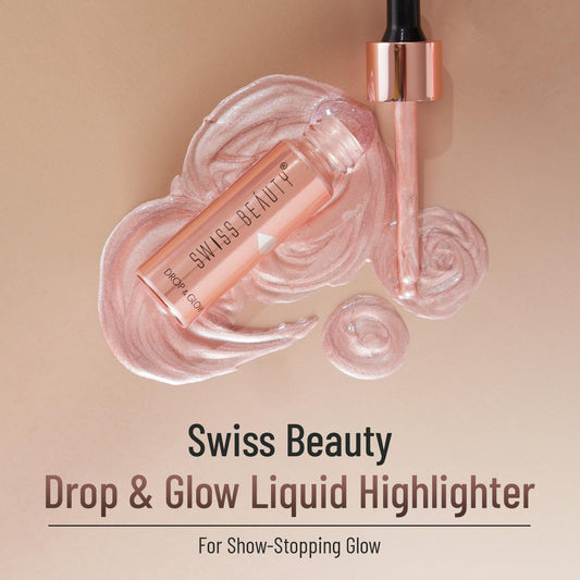Swiss Beauty Drop & Glow Liquid Highlighter | Face Makeup | Illuminating Liquid Highlighter With Dewy Finish | Shade -Gold, 18ml