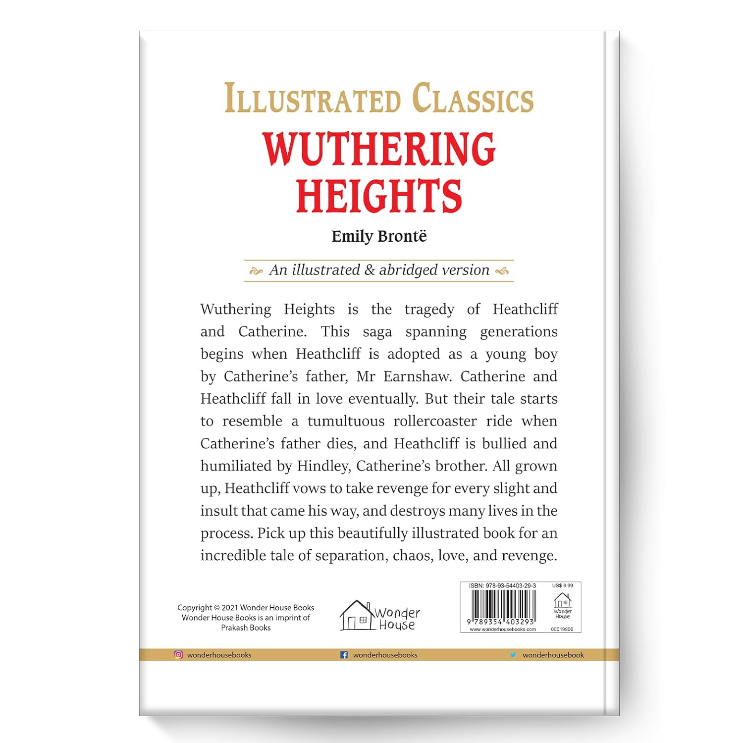 Wuthering Heights: Illustrated Abridged Children Classic English Novel with Review Questions (Hardback)