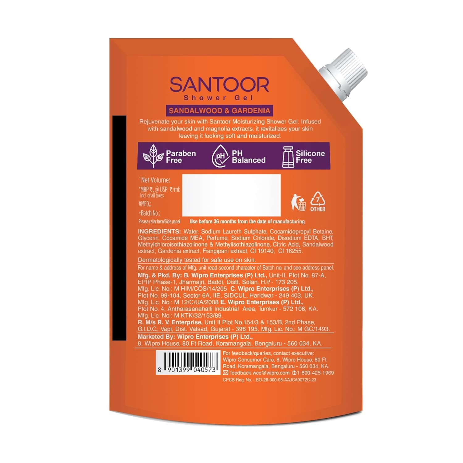 SANTOOR SHOWER GEL SANDALWOOD & GARDENIA 1L