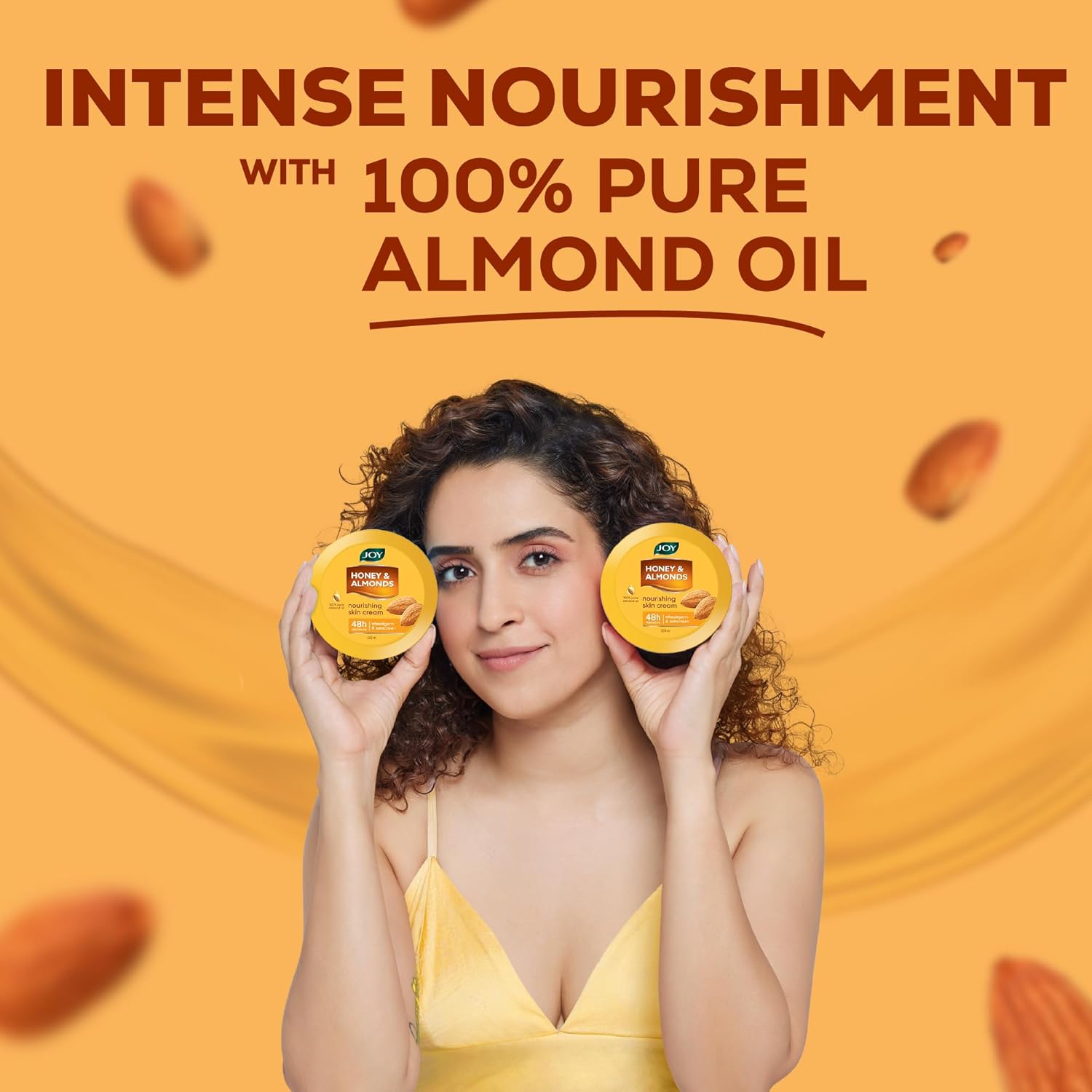 Joy Honey & Almonds Deep Nourishing Moisturizer for Dry Skin | Skin Cream for Face, Hands & Body | Contains Natural Sunscreen for Glowing Skin | Retains Natural Moisture Balance, 500ml